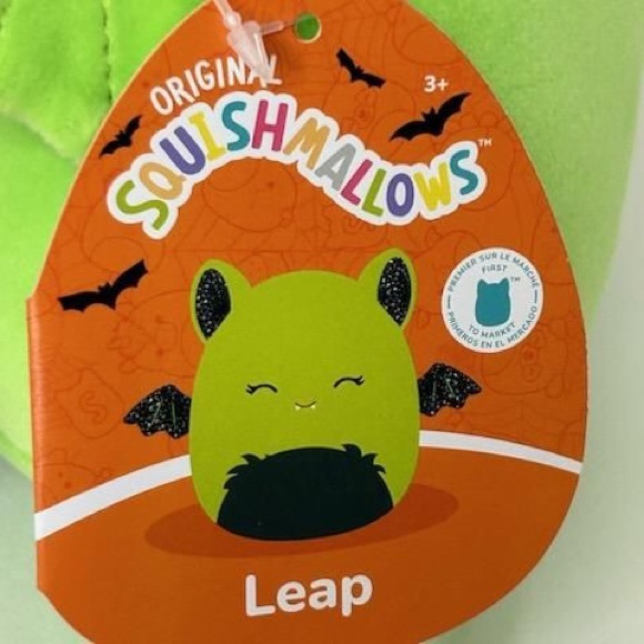 🎃 LEAP 🦇 FTM Lime Green & Black Bat Halloween 2024 Original Squishmallow NWT - Picture 3 of 8